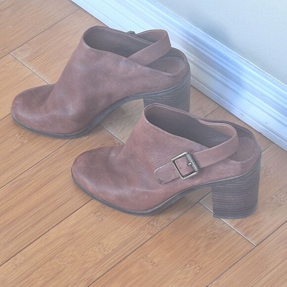 Lucky Brand Machiko Mule Slingback Stack Heeled Bootie Brown Leather size 8 / 38 - Picture 14 of 16
